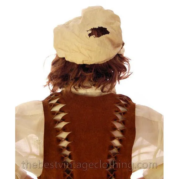 Vintage Suede Vest Unisex Cut Outs Studs 1970s Small