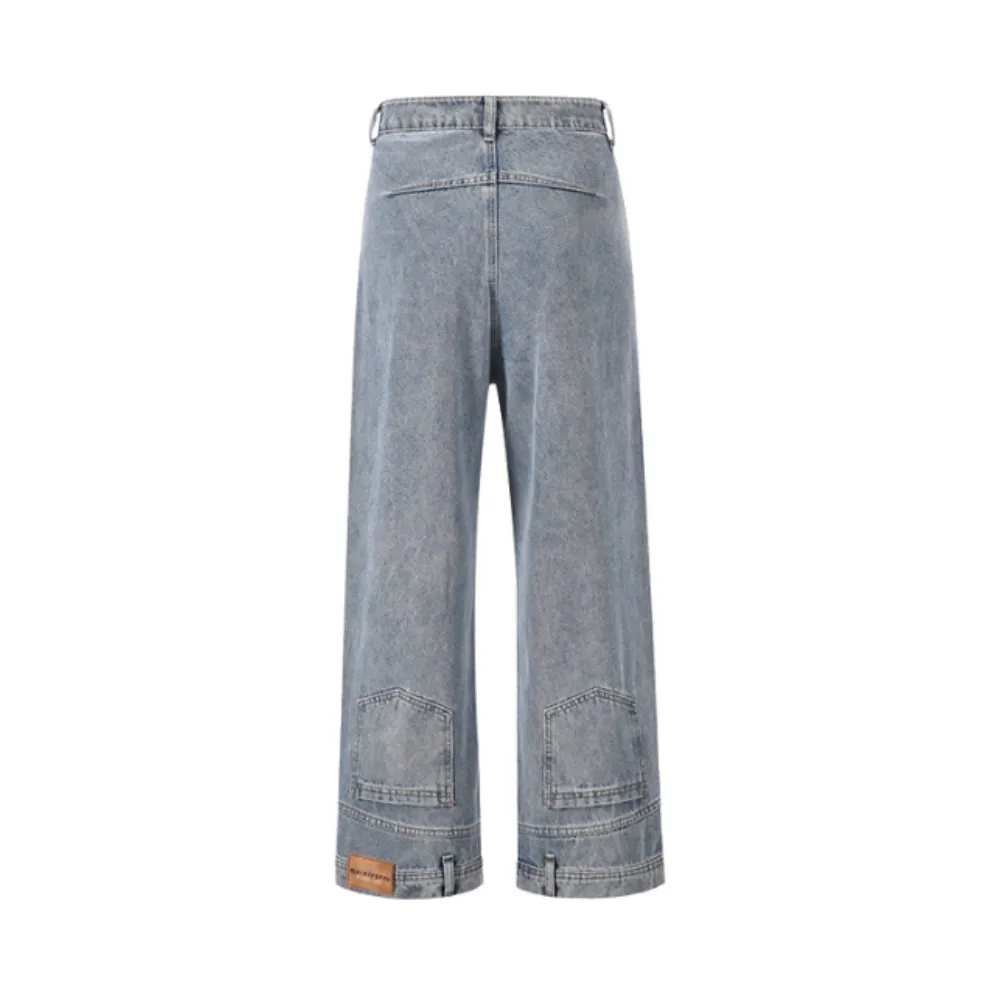 Vintage Washed Reverse-Wear Jeans