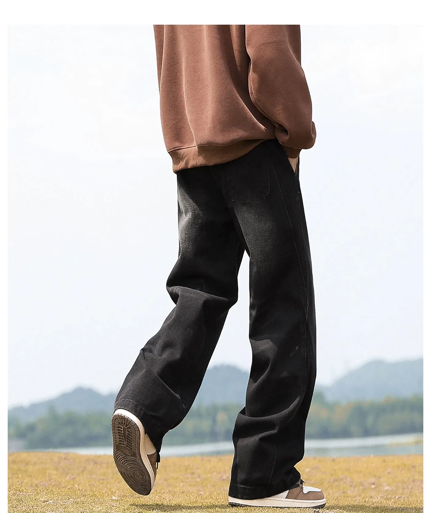 Washed Gradient Drawstring Jeans