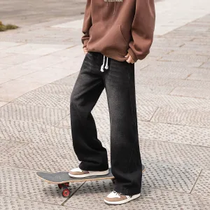 Washed Gradient Drawstring Jeans