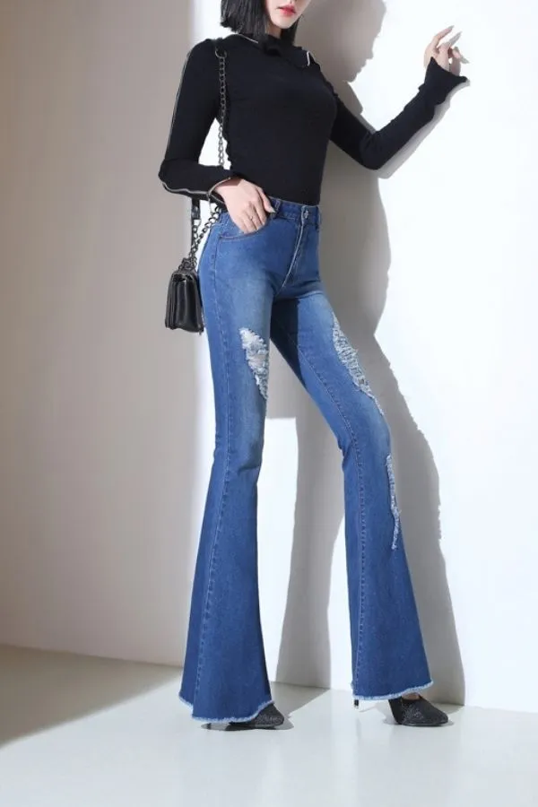 Washed High Waisted Wide Leg Jeans