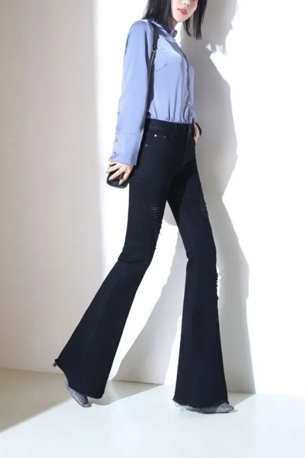 Washed High Waisted Wide Leg Jeans