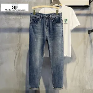 Washed Retro Straight Jeans