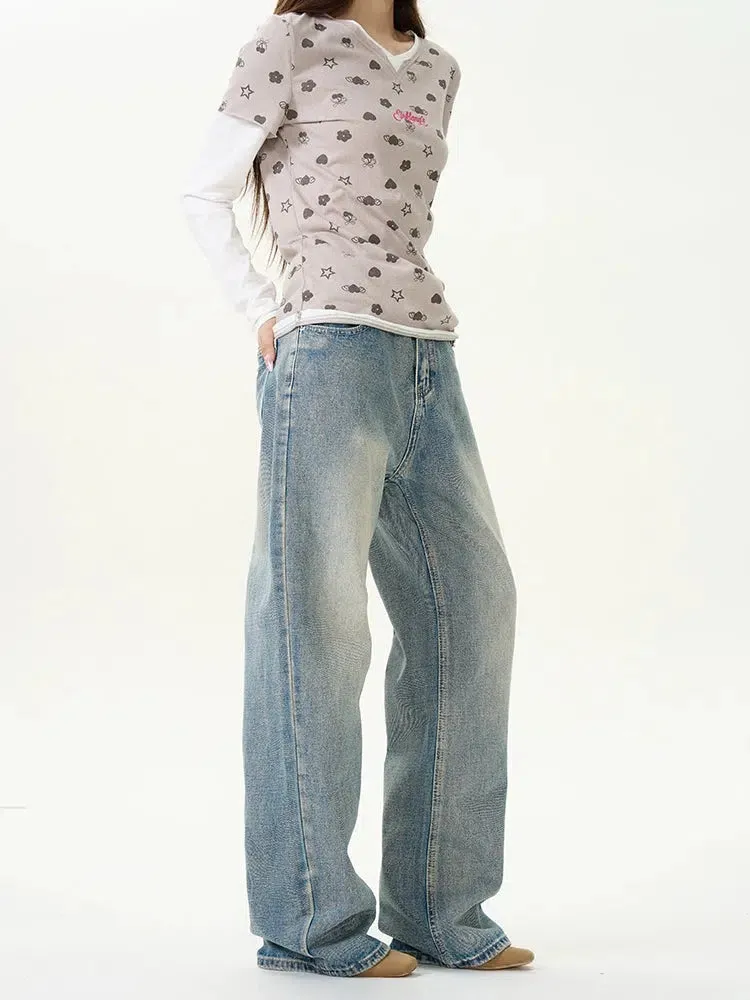 Washed Straight-leg Jeans