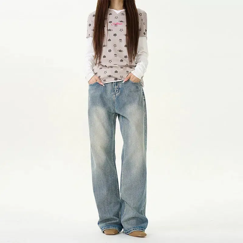 Washed Straight-leg Jeans