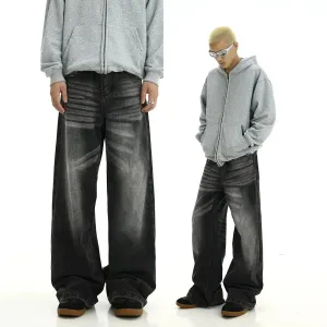 Washed Wide-Leg Baggy Jeans