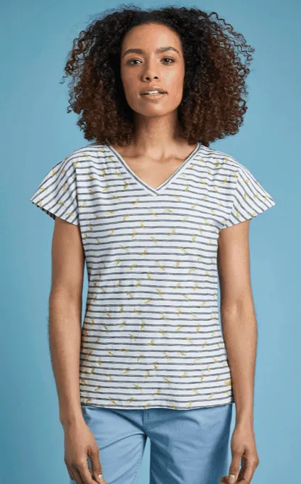 Weird Fish Carlita Organic Cotton T-Shirt Light Cream