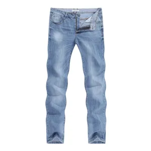 West Louis™ Men Casual Light Blue Denim Jeans