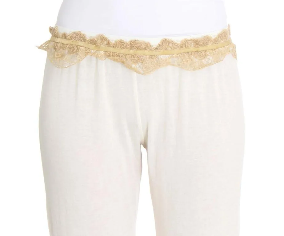 White Lace Detailed Casual Pants