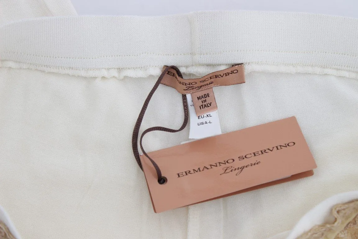 White Lace Detailed Casual Pants