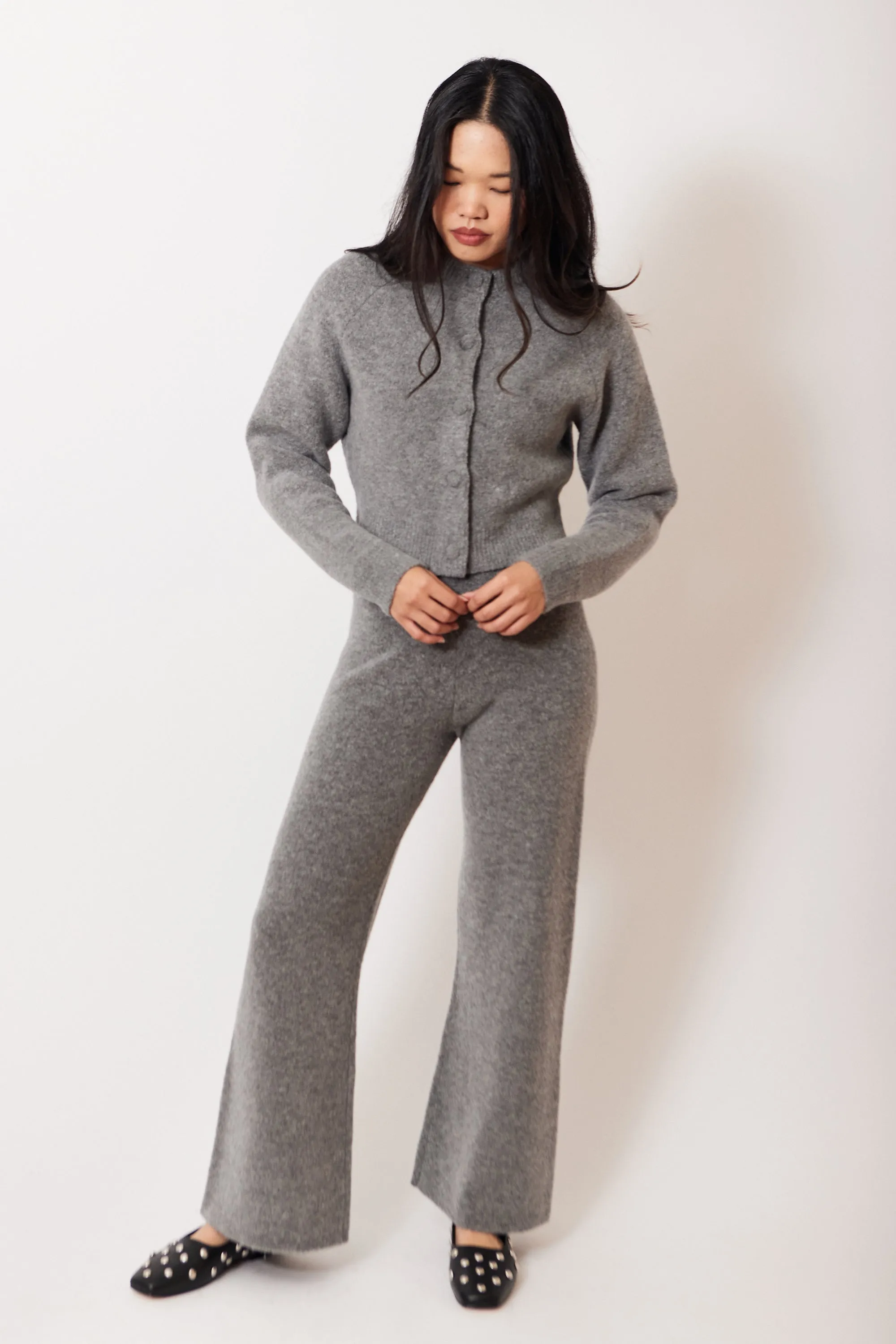 White   Warren Boucle Cashmere Blend Wide Leg Pant
