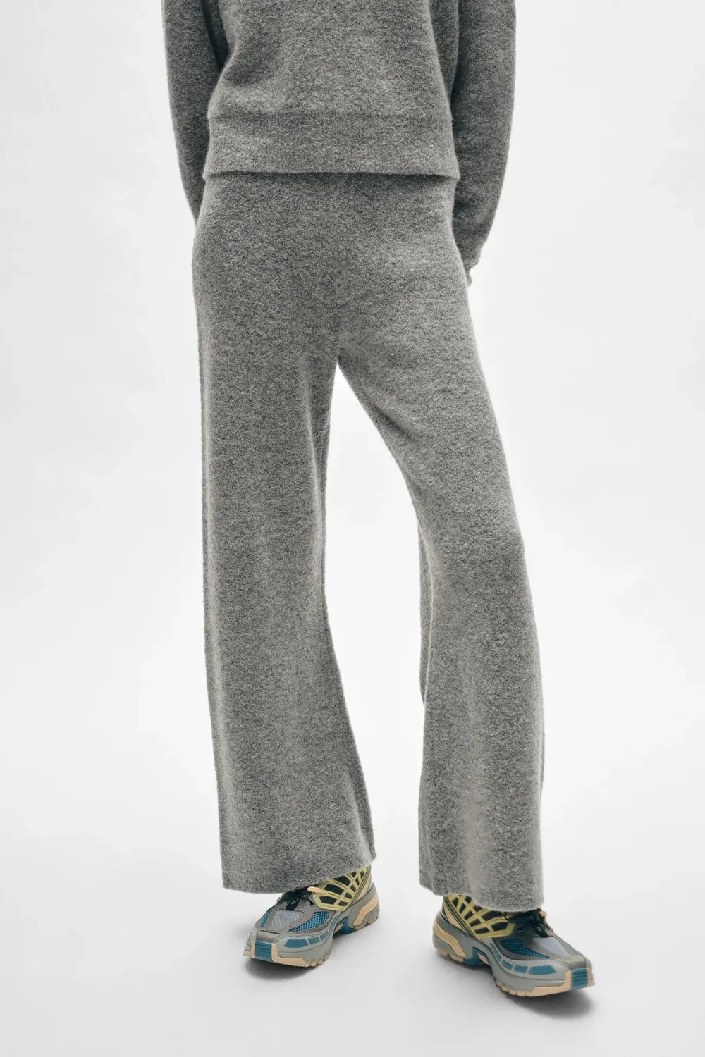 White   Warren Boucle Cashmere Blend Wide Leg Pant