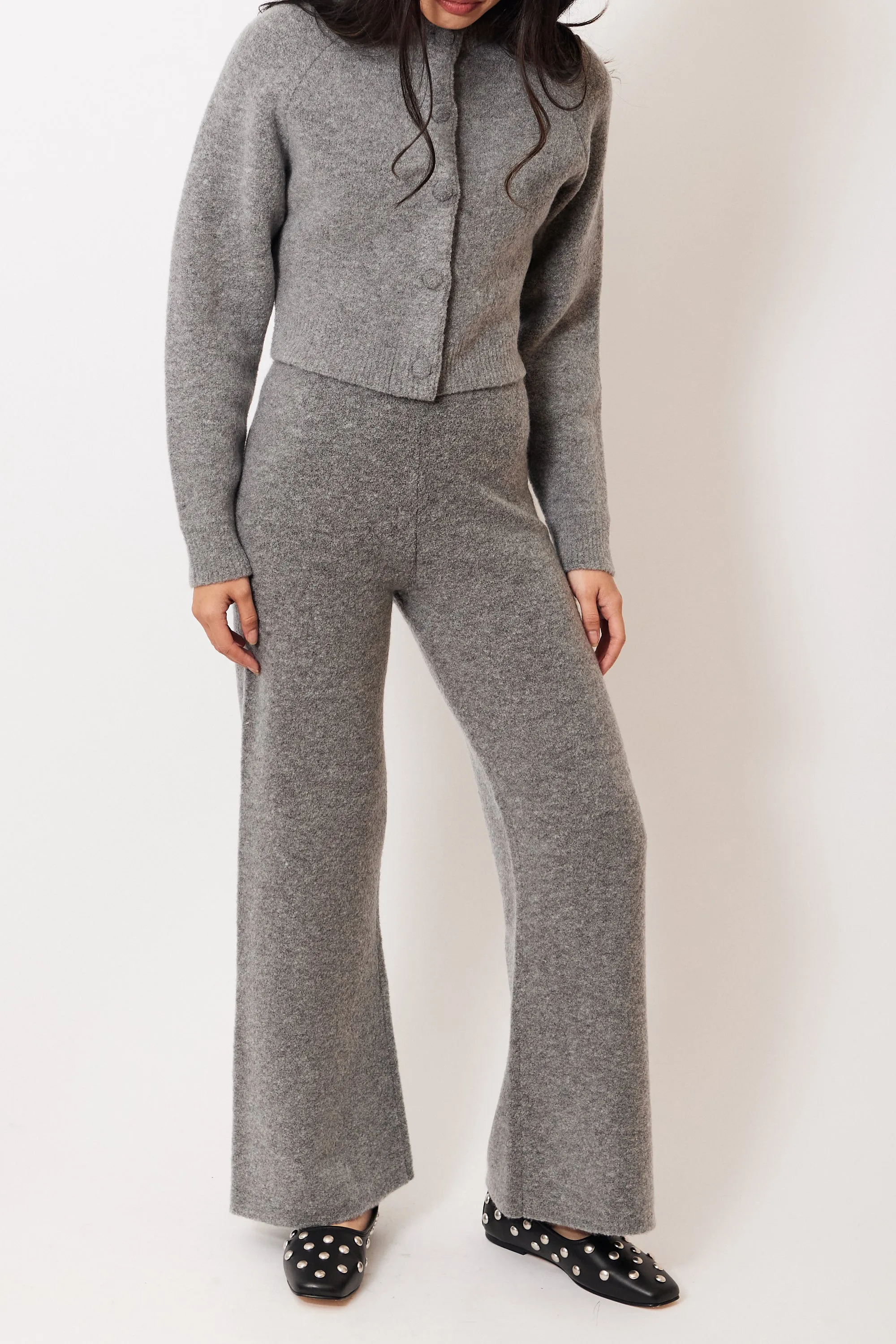 White   Warren Boucle Cashmere Blend Wide Leg Pant