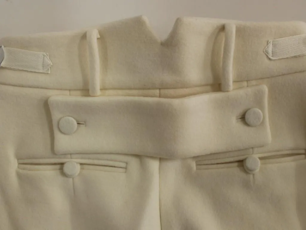 White Wool High Waist Casual Pants