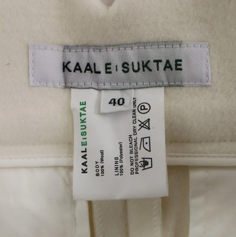 White Wool High Waist Casual Pants
