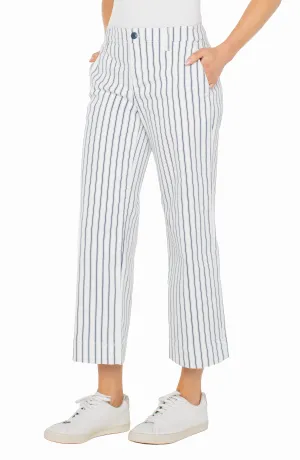 Wide Leg Crop With Patch Pockets in Vintage Indigo Stripe