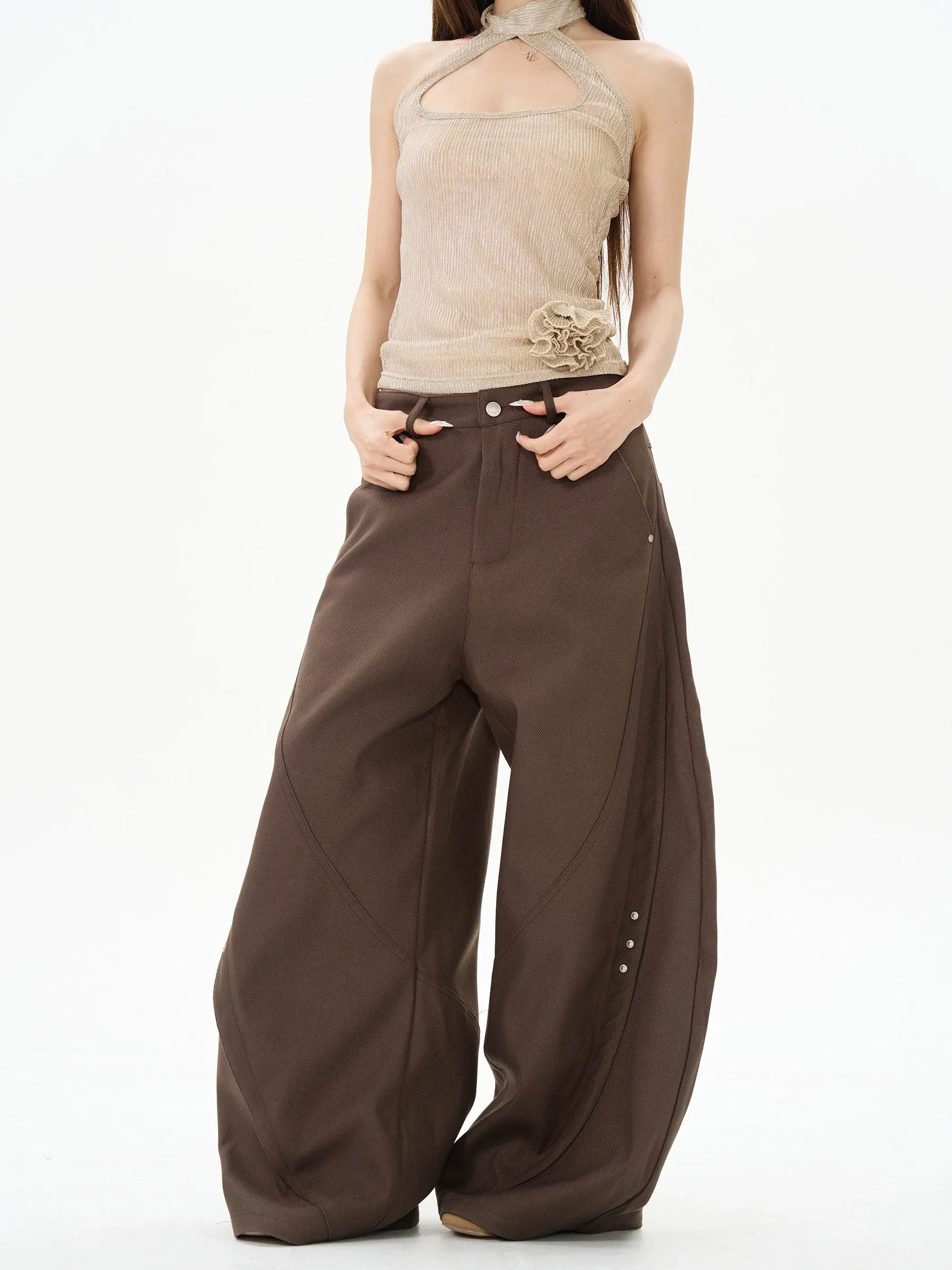 Wide-Leg Draped Pants