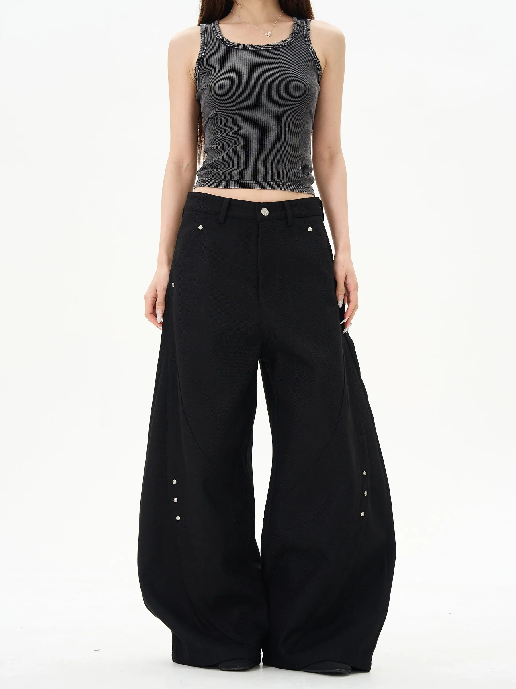 Wide-Leg Draped Pants