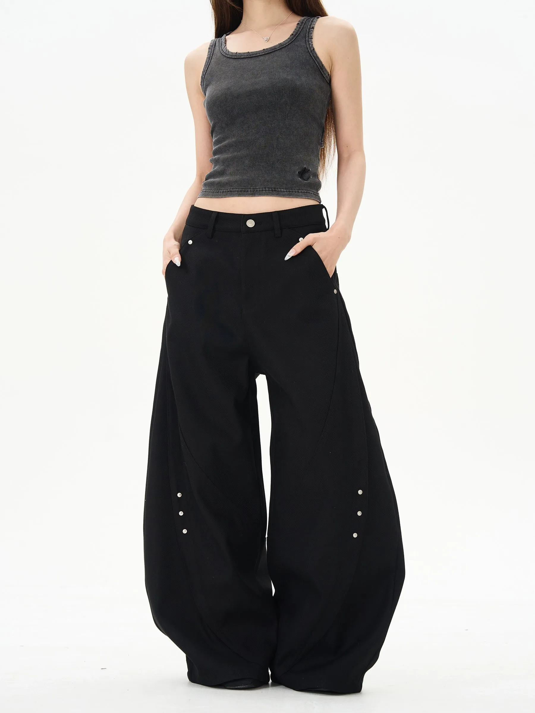 Wide-Leg Draped Pants