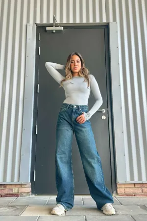 Wide Leg - Mid Vintage Blue Green Jeans.