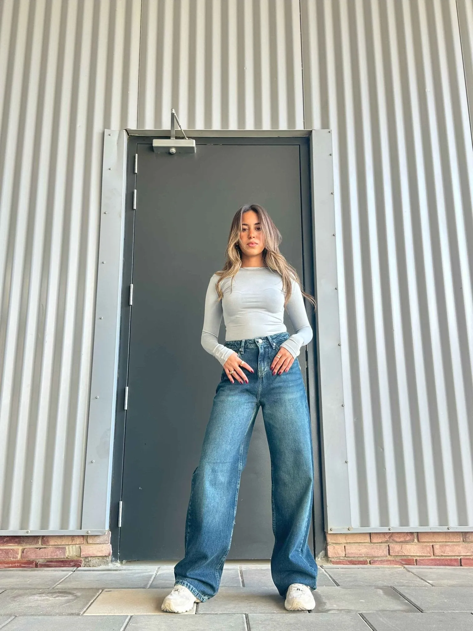 Wide Leg - Mid Vintage Blue Green Jeans.