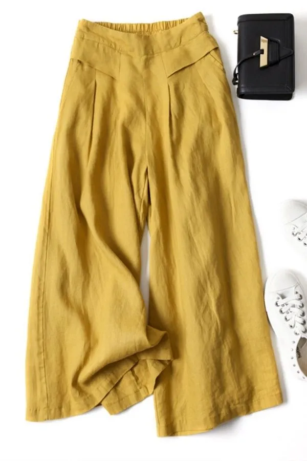 Wide Leg Solid Color Pants