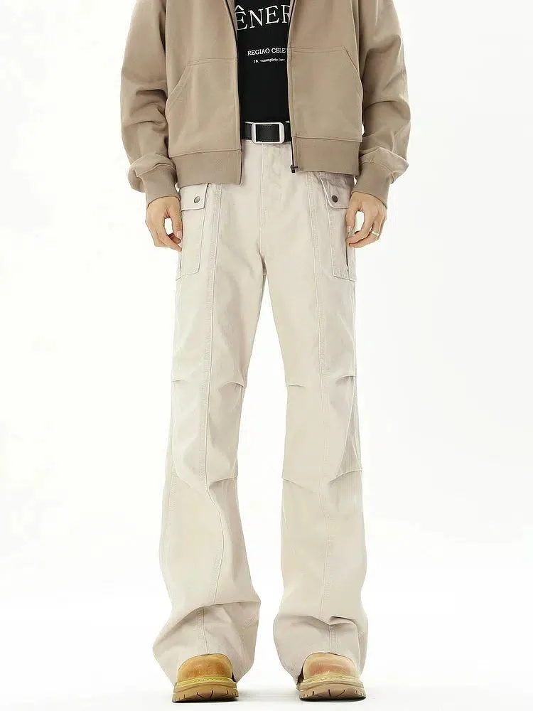 Wide-Leg Washed Denim Pants