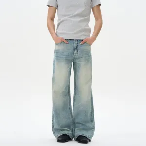 Wide-Leg Washed Jeans