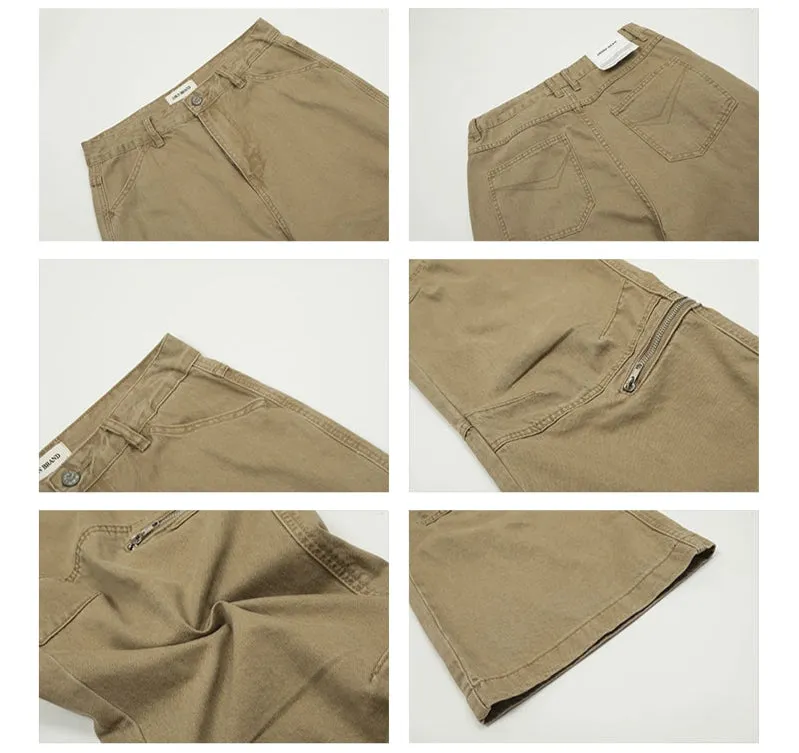 Wide-Leg Zipper Cargo Pants