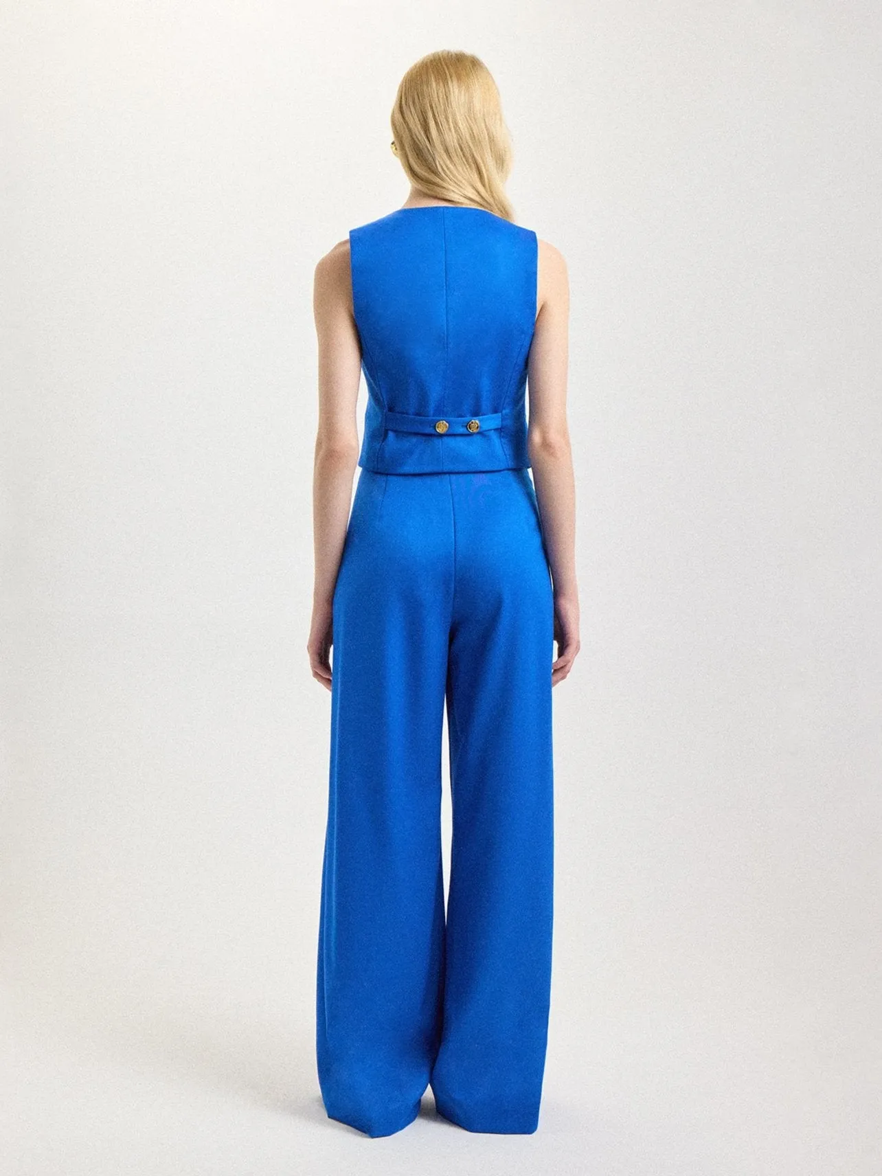 Wool Palazzo Pants in Klein Blue