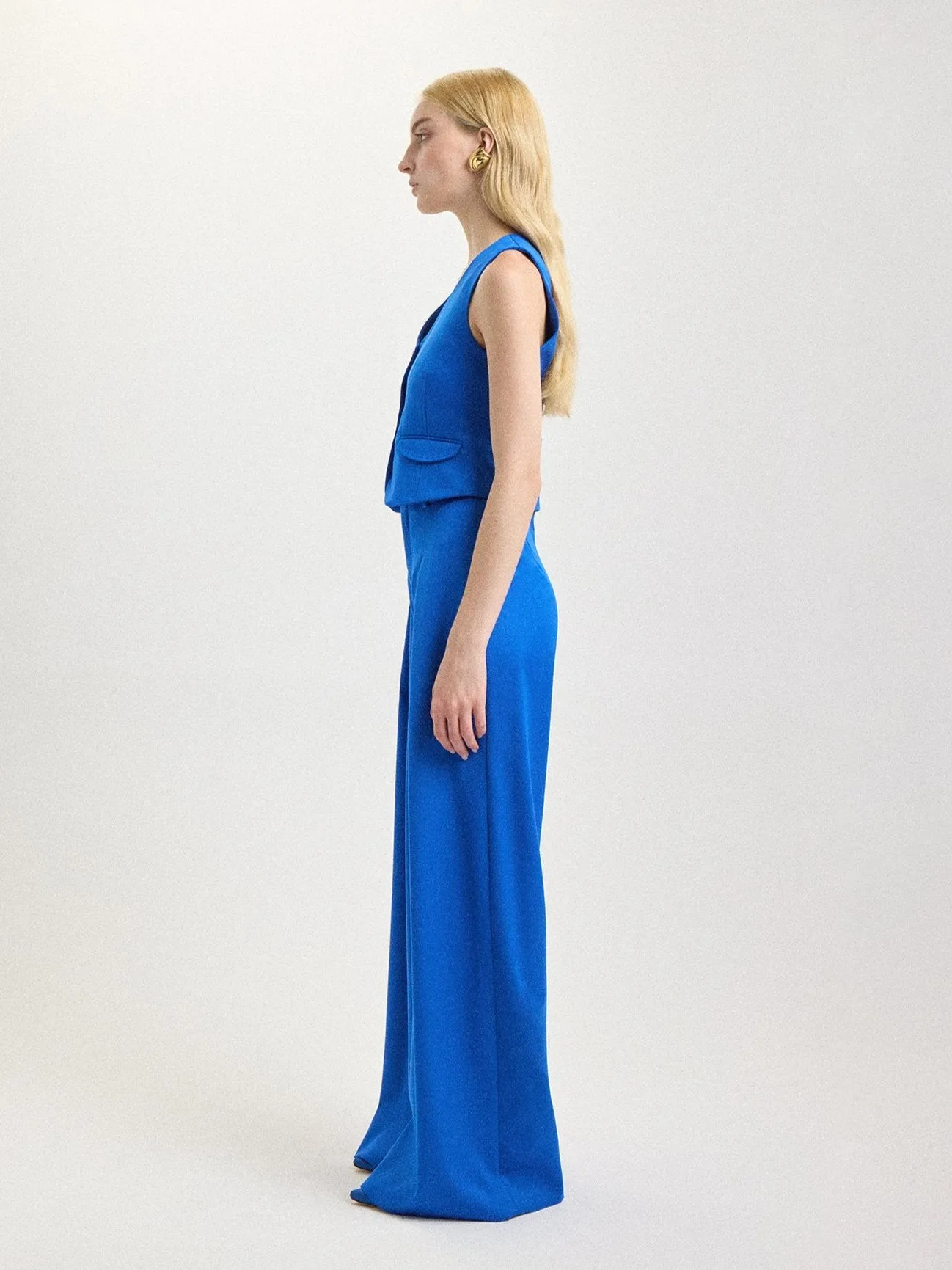 Wool Palazzo Pants in Klein Blue