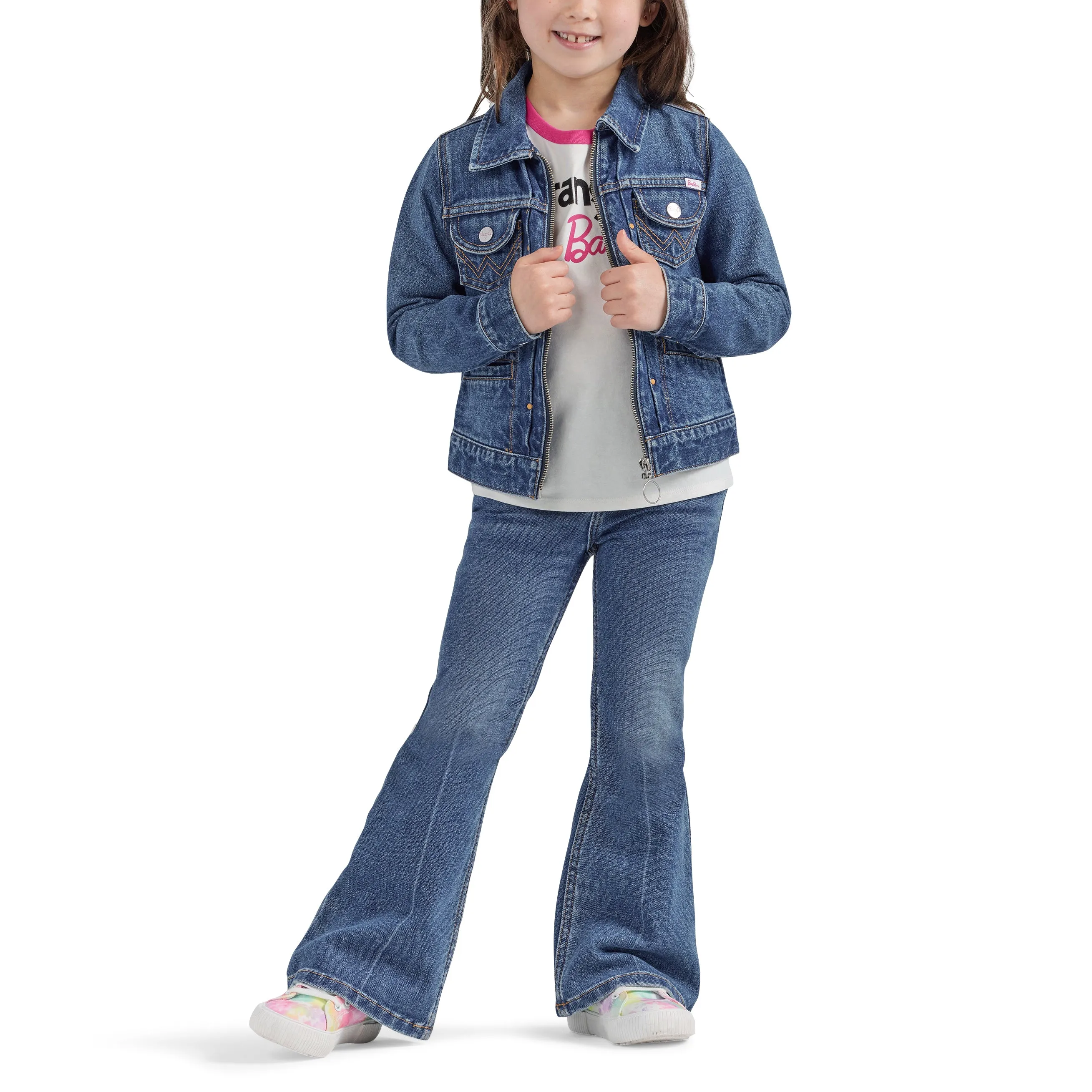 Wrangler x Barbie Girls' Zip Front Denim Jacket in Wrangler Blue