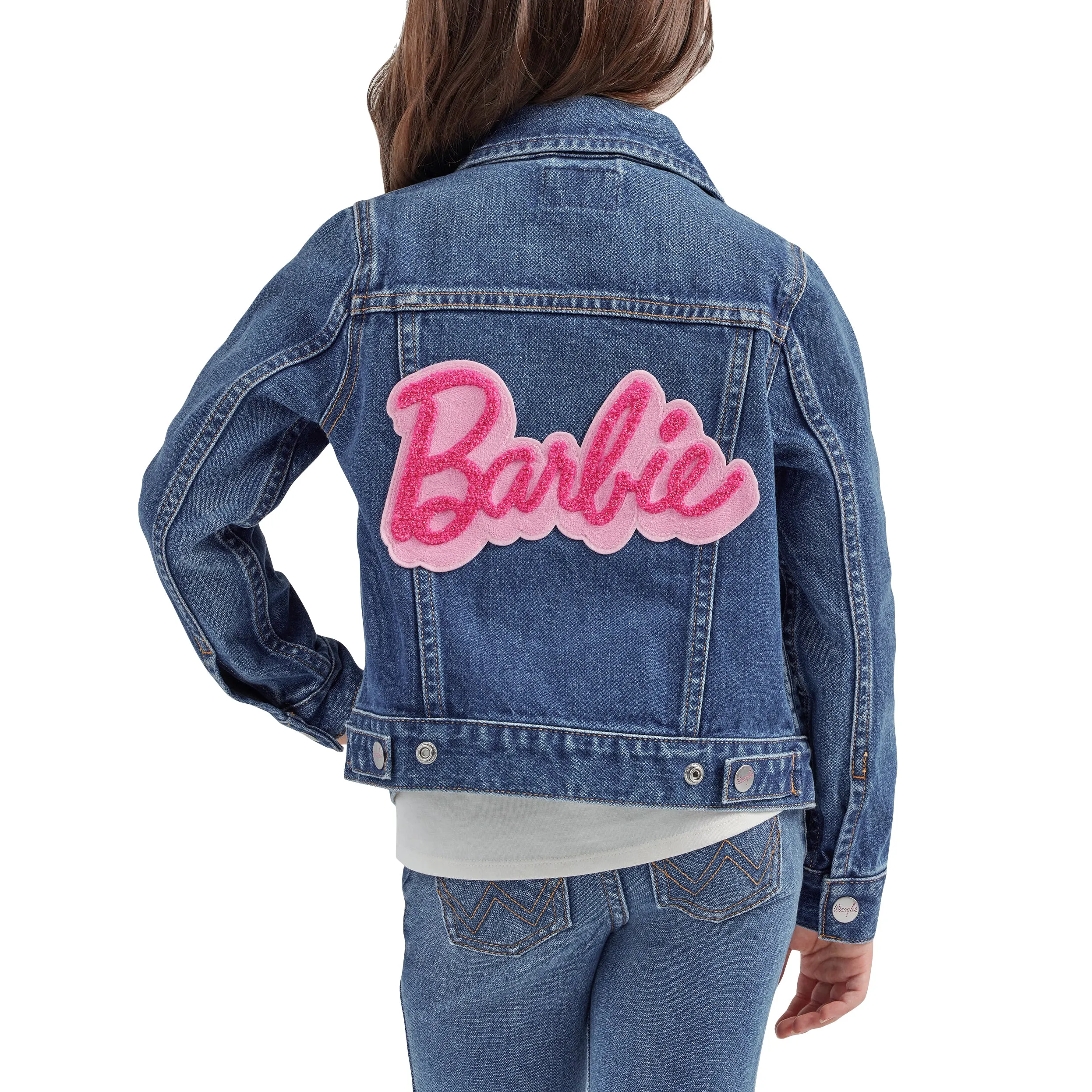 Wrangler x Barbie Girls' Zip Front Denim Jacket in Wrangler Blue