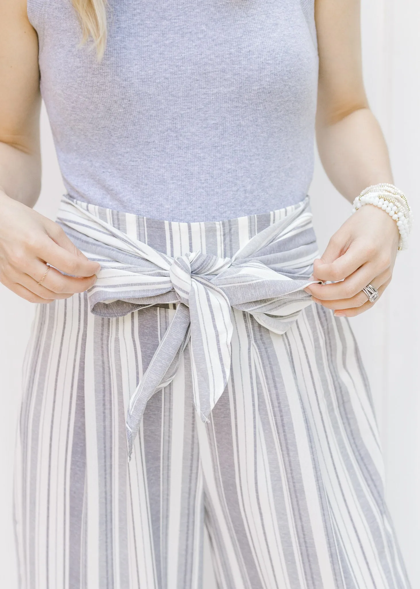 X Gray Striped Wide Pants
