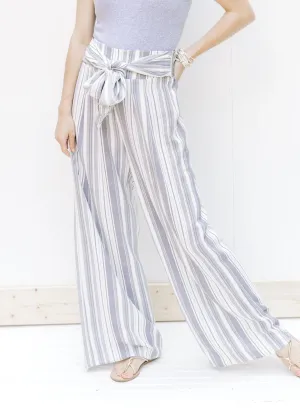 X Gray Striped Wide Pants