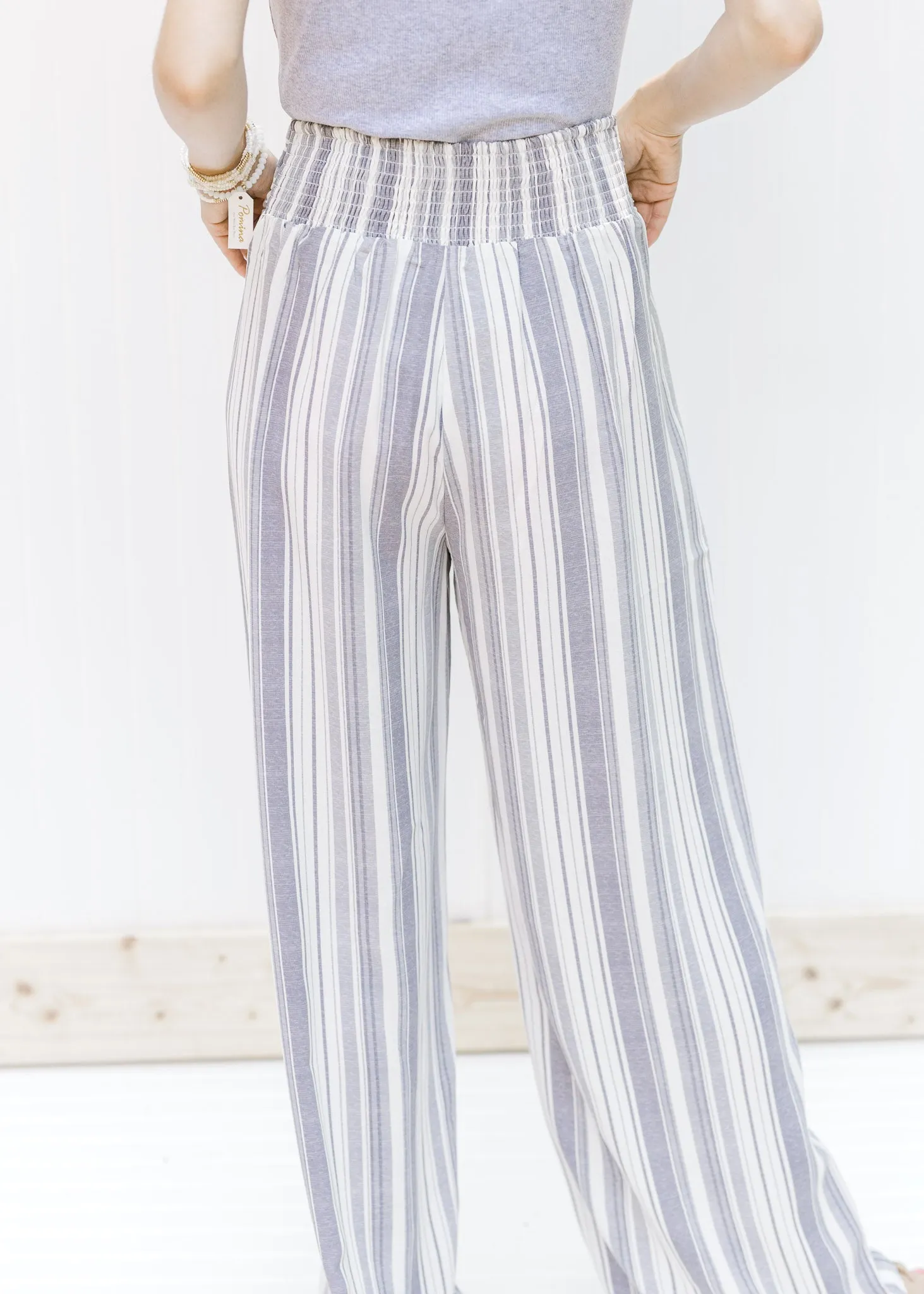 X Gray Striped Wide Pants