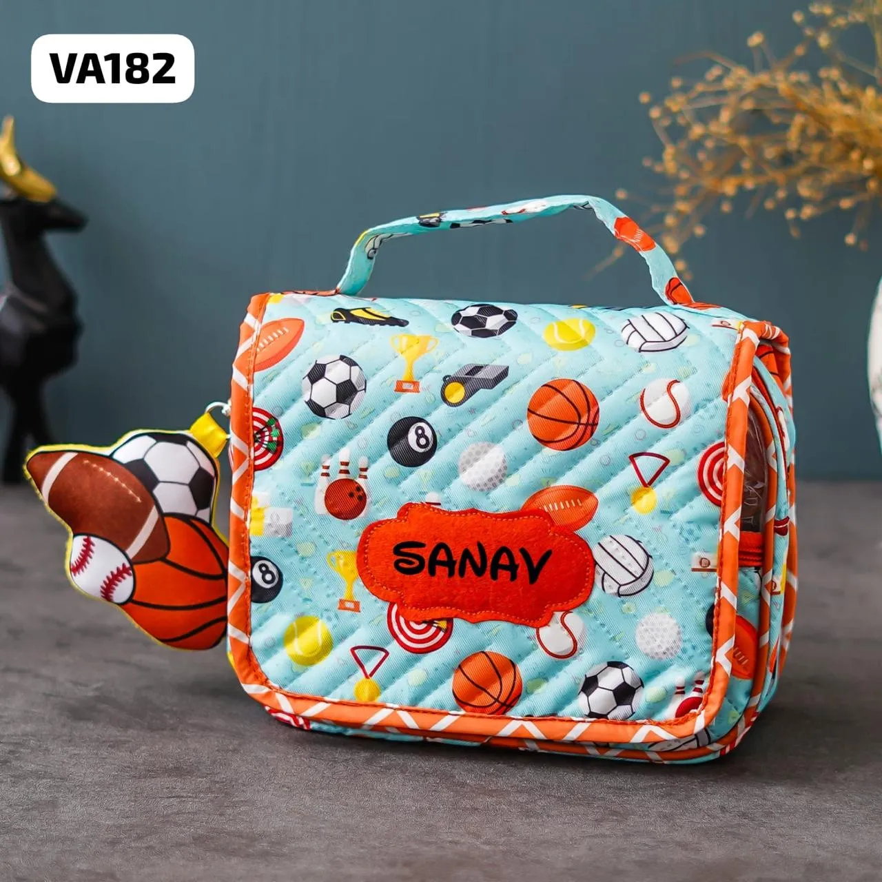 Your Gift Studio Sports Themed Customised Multipurpose Travel Kit For Kids (Blue)