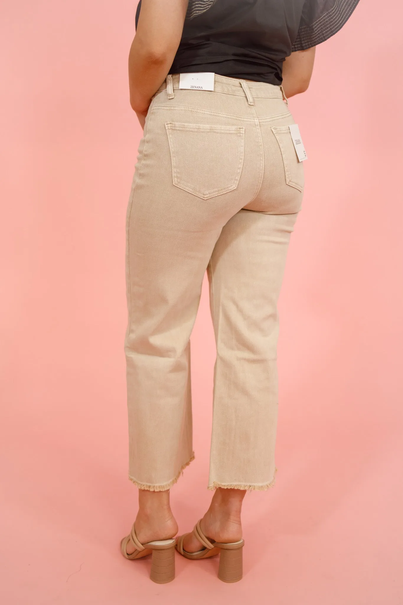 Z High Waisted Straight Leg Jeans, SAND BEIGE